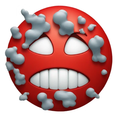 red circular angry face gritting teeth with storm clouds sticker