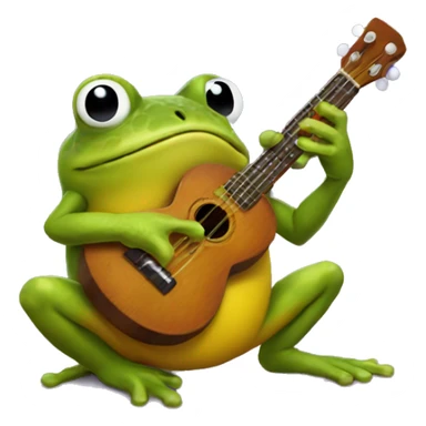 pac-man frog playing ukulele sticker