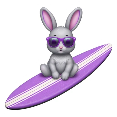 glitter gray bunny purple cian surf sticker