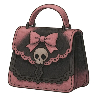 ghibli style pink and black gothic purse sticker