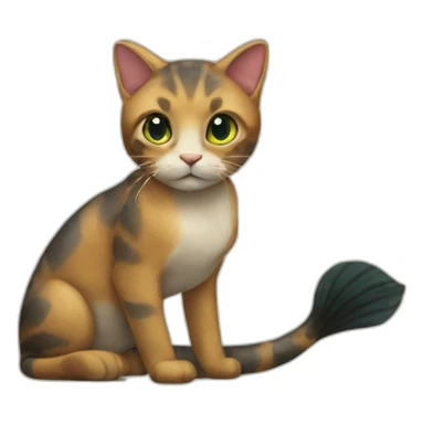 Half cat half mermaid sticker