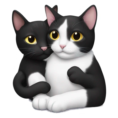 black and white cat cuddling with black cat sticker