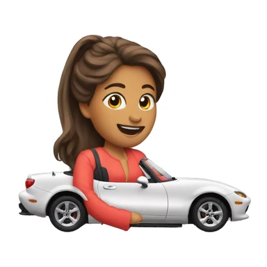 Make me an emoji of a lady driving a Miata  sticker