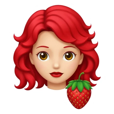 Una fresa con una cara enojada y con cabello de color verde sticker