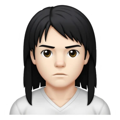 White  boxer with black hair and a long mullet haircut sticker