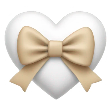 White heart with a beige bow sticker