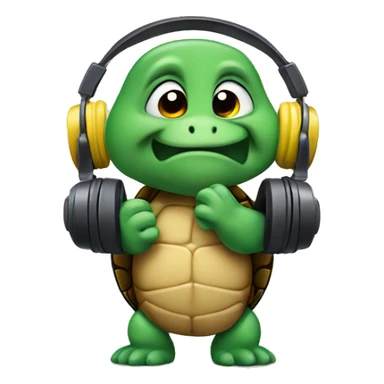 bodybuilder turtle listening to music sticker