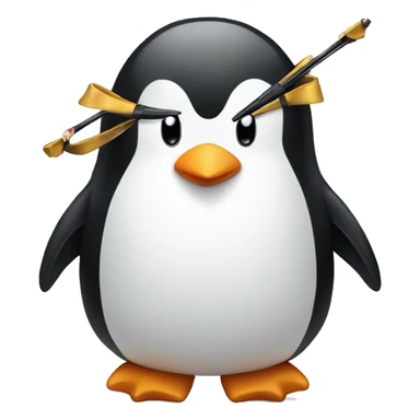 penguin shoots with a bow sticker