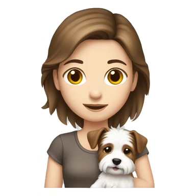 brown haired girl holding a westie puppy sticker