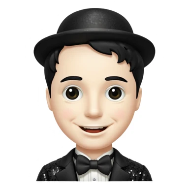 Charlie Chaplin with black hair, black sequin outfit sticker