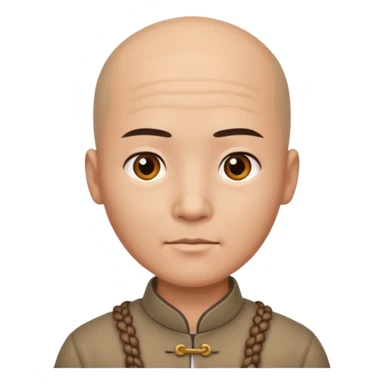 chineese man with a bald head and BRAID coming out in the middle sticker