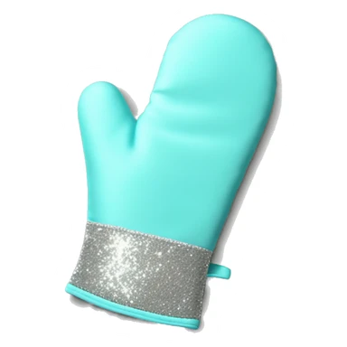 Realistic pastel tiffany blue and silver oven mitt with shiny glitter on it sticker
