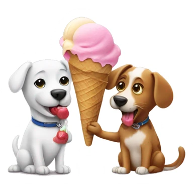 Dog and cat licking ice cream sticker