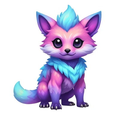 Epic Edgy Cute Colorful Vibrant Pastel Nebula Modern Vernid-Protogen-creature-animal, full body sticker