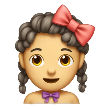 Cute bow on head of shy emoji sticker