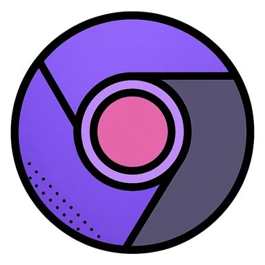 chrome browser icon, flat icon style, color scheme purple dark grey, stippling effect, low detail, suitable for ico format, work use, alternate version sticker