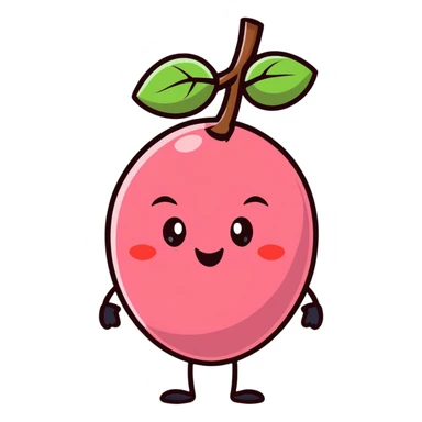 cute lychee fruit character with happy face sticker