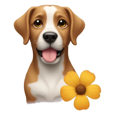 Dog with flower sticker