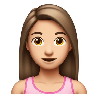 brown straight hair teenage girl white skin pink tanktop sticker