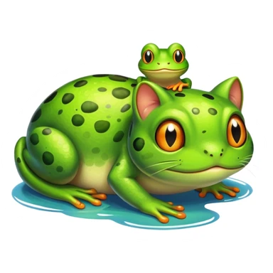 chat et grenouille  sticker