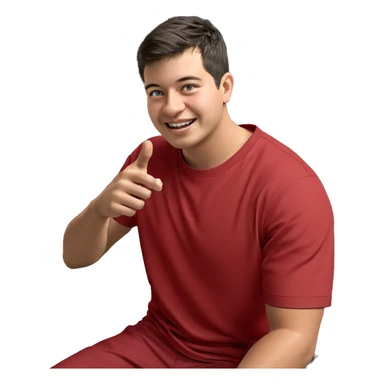 smiling boy at computer desk sticker