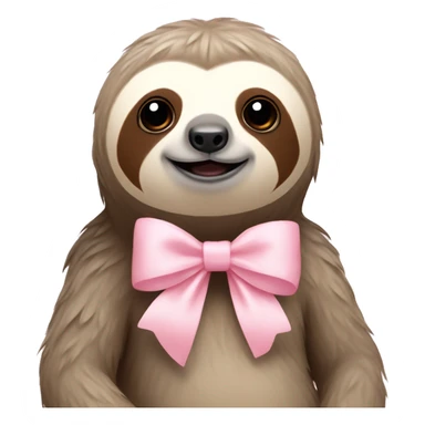 Light beige sloth with light pink bow on head sticker