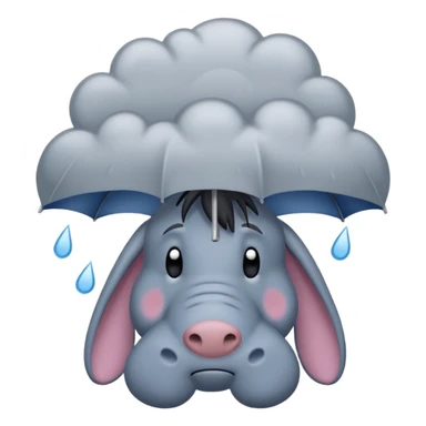 Eeyore under a raining cloud sticker