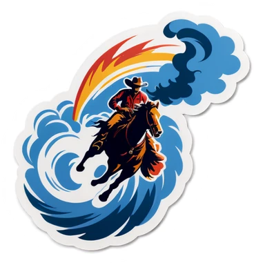 Cowboy riding a tornado sticker