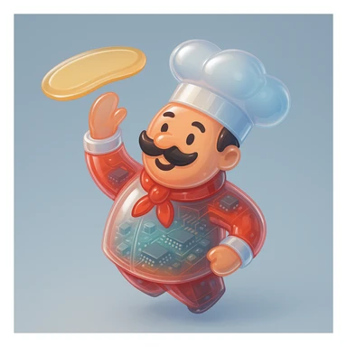 smiling Italian chef spinning pizza dough sticker