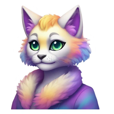 Colorful gradient-Sparkle-feline-nebula-fursona anthropomorphic furry full body sticker