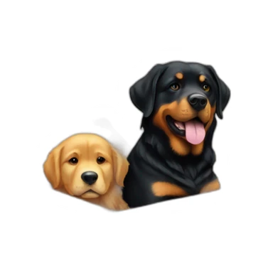 A Rottweiller hugging à golden retriever in box sticker
