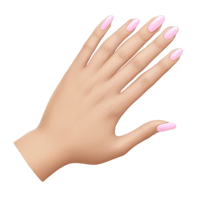 White hand with light pink neutral nails almond shape sticker