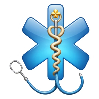 simple blue medical star of life symbol with white rod and snake emblem sticker