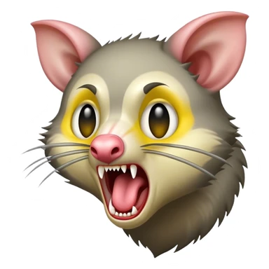Possum screaming mixed with emelting smiley face emoji sticker
