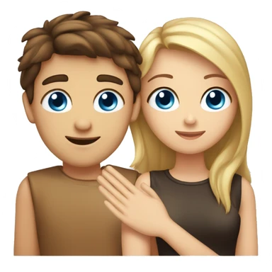 girl with guy, blue-eyed blond guy, brown-eyed brunette girl, love, palm in palm sticker