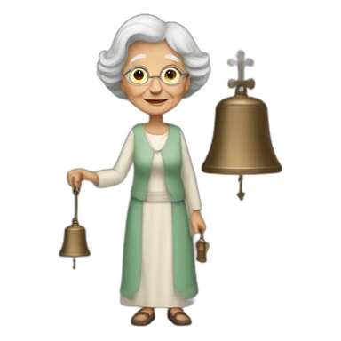 Old woman with a church bells sticker