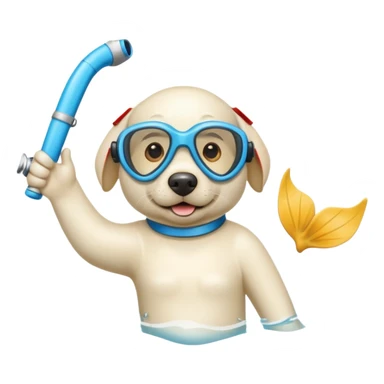 White labrador with snorkel and fins sticker