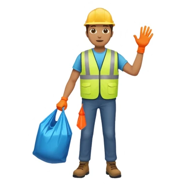 waste-management, neon safety vest, trash picker, cleaning up trash, full body sticker