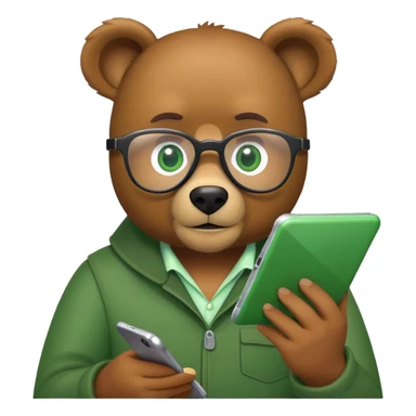 Dave bear reading glass banking app green sticker