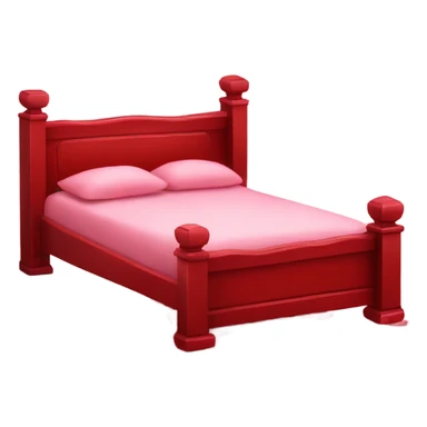 red Valentine’s Day bed with rose petals sticker