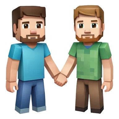 Minecraft Steve and Alex holding hands sticker
