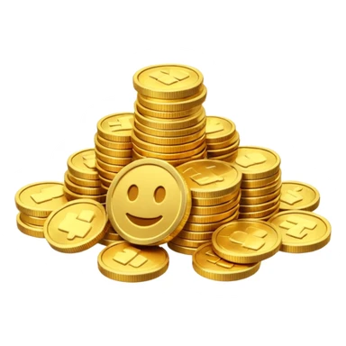 small pile of gold coins, 3D emoji style, shiny gold, no symbols, no text,  sticker