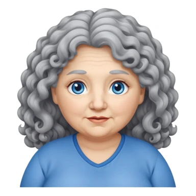 chubby 60 years olde woman with grey long curly hair and bleu eyes sticker