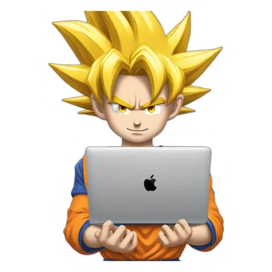 Goku super sayan working with macbook sticker