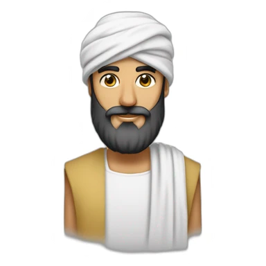 homme arabe avec une très longue barbe noir un turban à carreaux blancs et une longue djellaba blanche sticker