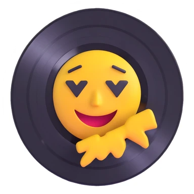 broken vinyl record, 3D emoji style sticker