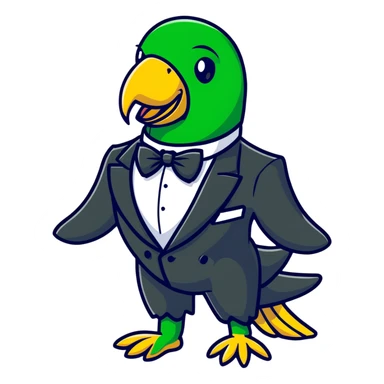 Parrot wearing a tuxedo  sticker