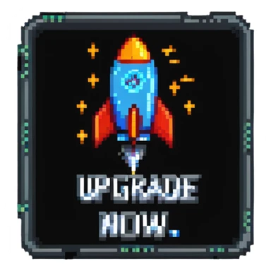 upgrade now button with rocket sticker