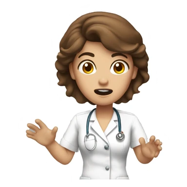 Panicking nurse brown hair sticker