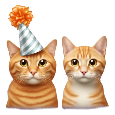 Orange cat and beige cat wearing party hat sticker